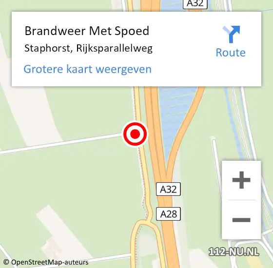 Locatie op kaart van de 112 melding: Brandweer Met Spoed Naar Staphorst, Rijksparallelweg op 6 december 2014 13:19