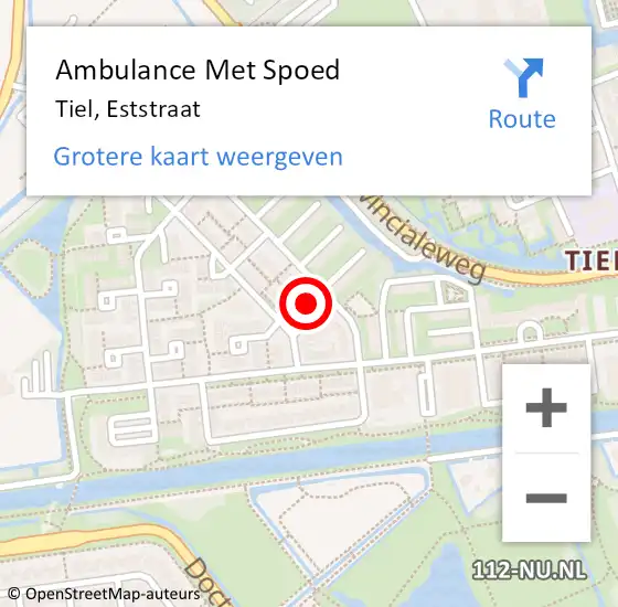 Locatie op kaart van de 112 melding: Ambulance Met Spoed Naar Tiel, Eststraat op 6 december 2014 13:31