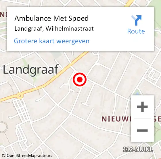 Locatie op kaart van de 112 melding: Ambulance Met Spoed Naar Landgraaf, Wilhelminastraat op 6 december 2014 13:37