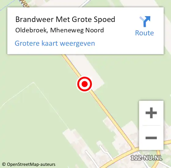 Locatie op kaart van de 112 melding: Brandweer Met Grote Spoed Naar Oldebroek, Mheneweg Noord op 6 december 2014 13:38