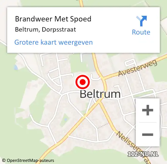 Locatie op kaart van de 112 melding: Brandweer Met Spoed Naar Beltrum, Dorpsstraat op 6 december 2014 13:41