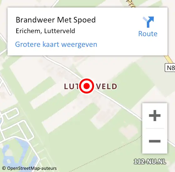 Locatie op kaart van de 112 melding: Brandweer Met Spoed Naar Erichem, Lutterveld op 6 december 2014 13:47