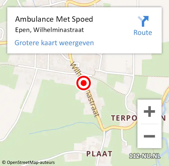 Locatie op kaart van de 112 melding: Ambulance Met Spoed Naar Epen, Wilhelminastraat op 6 december 2014 14:43