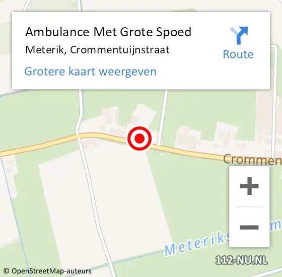 Locatie op kaart van de 112 melding: Ambulance Met Grote Spoed Naar Meterik, Crommentuijnstraat op 23 oktober 2013 11:58