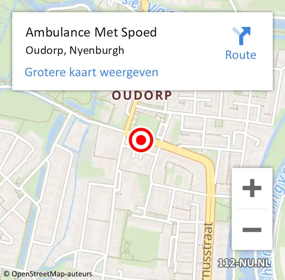 Locatie op kaart van de 112 melding: Ambulance Met Spoed Naar Oudorp, Nyenburgh op 6 december 2014 15:11