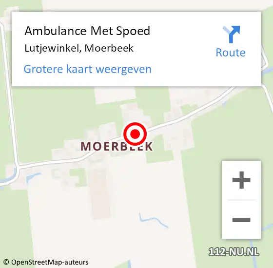 Locatie op kaart van de 112 melding: Ambulance Met Spoed Naar Lutjewinkel, Moerbeek op 6 december 2014 15:21