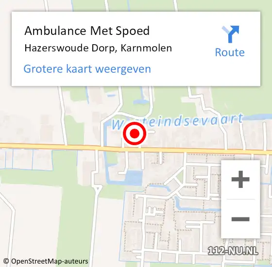 Locatie op kaart van de 112 melding: Ambulance Met Spoed Naar Hazerswoude Dorp, Karnmolen op 23 oktober 2013 12:02