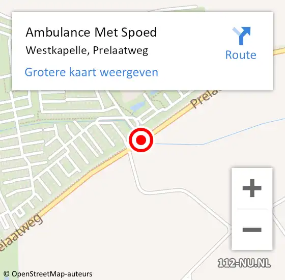 Locatie op kaart van de 112 melding: Ambulance Met Spoed Naar Westkapelle, Prelaatweg op 6 december 2014 16:02