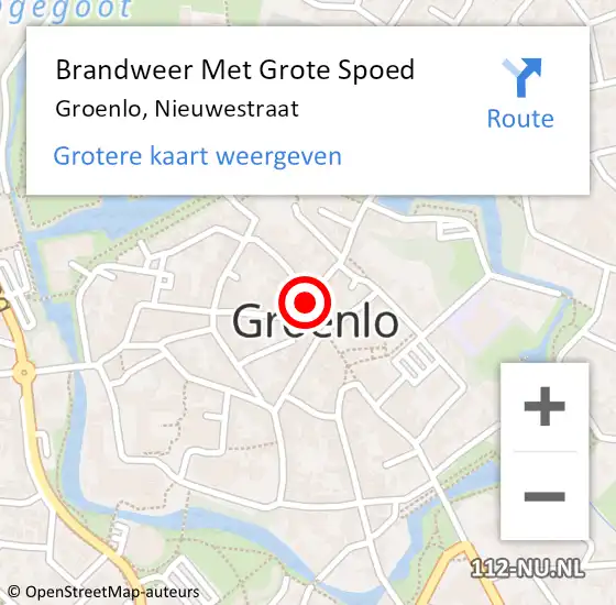 Locatie op kaart van de 112 melding: Brandweer Met Grote Spoed Naar Groenlo, Nieuwestraat op 6 december 2014 16:09