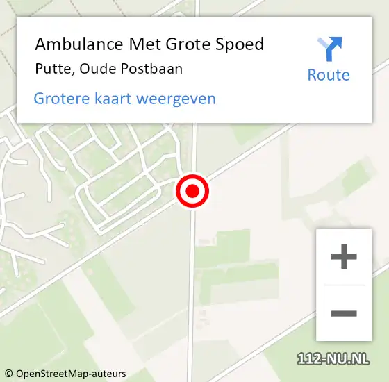 Locatie op kaart van de 112 melding: Ambulance Met Grote Spoed Naar Putte, Oude Postbaan op 6 december 2014 16:16