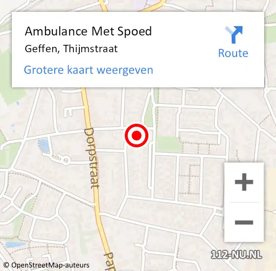 Locatie op kaart van de 112 melding: Ambulance Met Spoed Naar Geffen, Thijmstraat op 6 december 2014 16:30