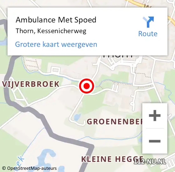 Locatie op kaart van de 112 melding: Ambulance Met Spoed Naar Thorn, Kessenicherweg op 6 december 2014 16:35