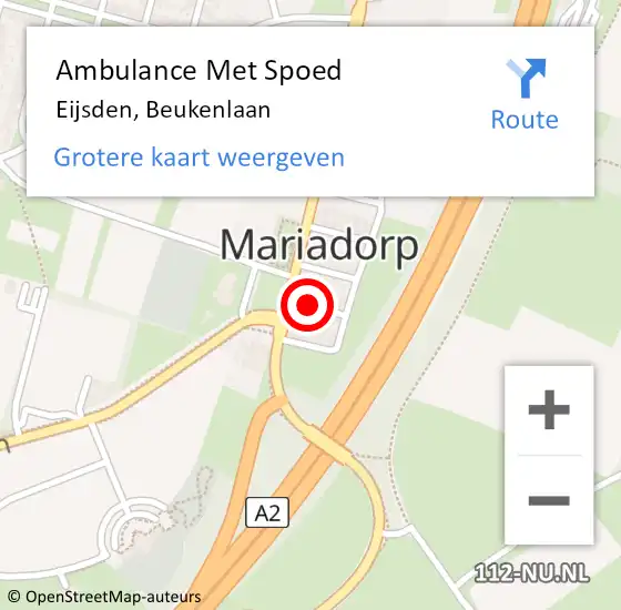 Locatie op kaart van de 112 melding: Ambulance Met Spoed Naar Eijsden, Beukenlaan op 6 december 2014 18:17