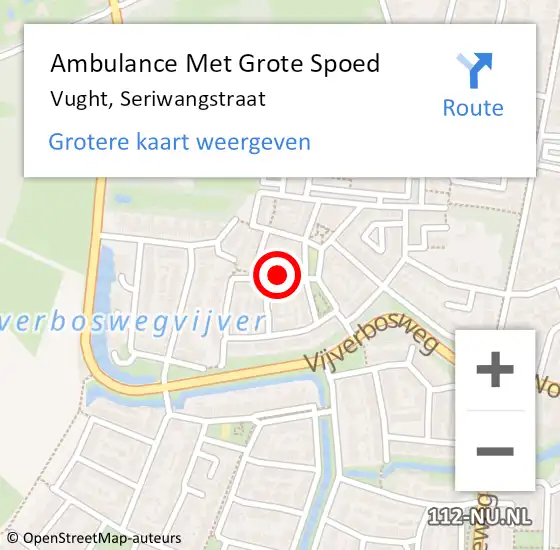 Locatie op kaart van de 112 melding: Ambulance Met Grote Spoed Naar Vught, Seriwangstraat op 6 december 2014 19:02