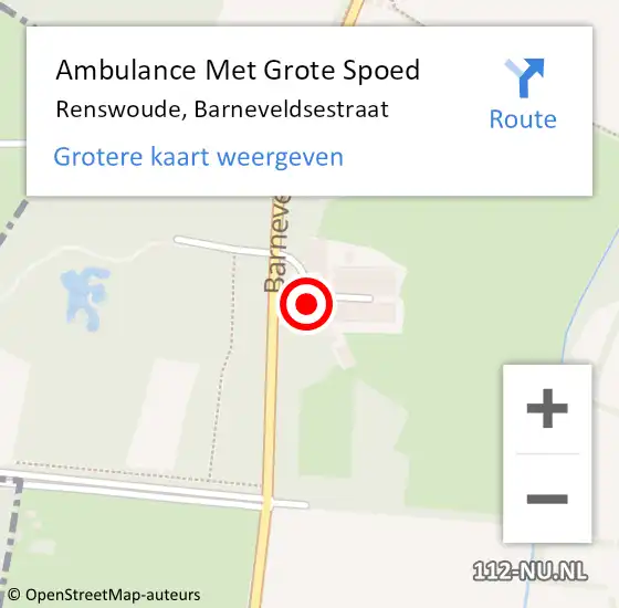 Locatie op kaart van de 112 melding: Ambulance Met Grote Spoed Naar Renswoude, Barneveldsestraat op 6 december 2014 19:31