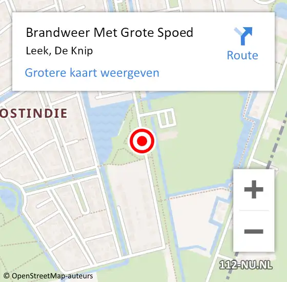 Locatie op kaart van de 112 melding: Brandweer Met Grote Spoed Naar Leek, De Knip op 6 december 2014 19:38