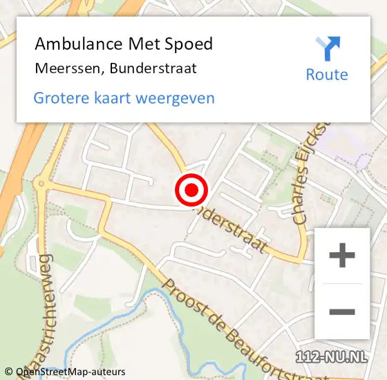 Locatie op kaart van de 112 melding: Ambulance Met Spoed Naar Meerssen, Bunderstraat op 6 december 2014 19:54