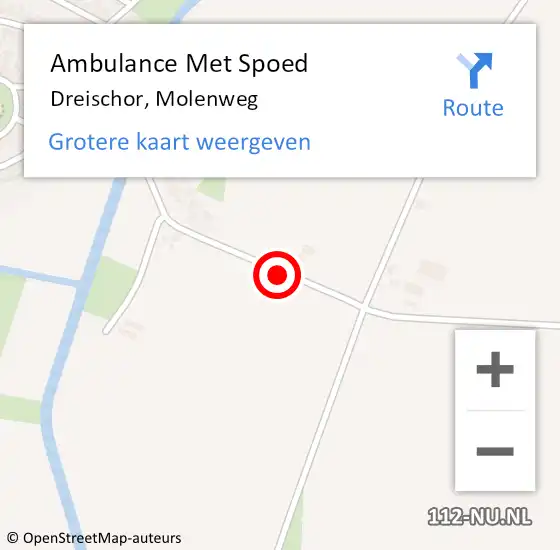 Locatie op kaart van de 112 melding: Ambulance Met Spoed Naar Dreischor, Molenweg op 6 december 2014 19:54