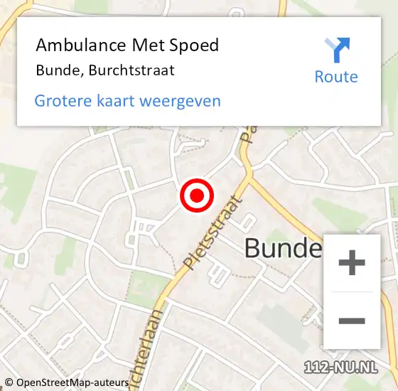 Locatie op kaart van de 112 melding: Ambulance Met Spoed Naar Bunde, Burchtstraat op 6 december 2014 20:44