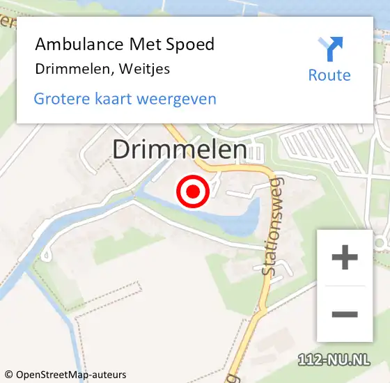 Locatie op kaart van de 112 melding: Ambulance Met Spoed Naar Drimmelen, Weitjes op 6 december 2014 21:57