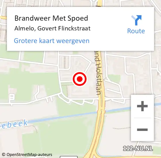 Locatie op kaart van de 112 melding: Brandweer Met Spoed Naar Almelo, Govert Flinckstraat op 6 december 2014 22:27