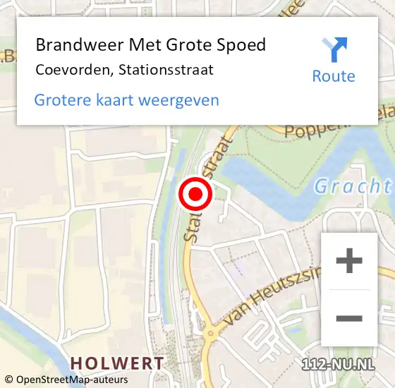 Locatie op kaart van de 112 melding: Brandweer Met Grote Spoed Naar Coevorden, Stationsstraat op 6 december 2014 22:39