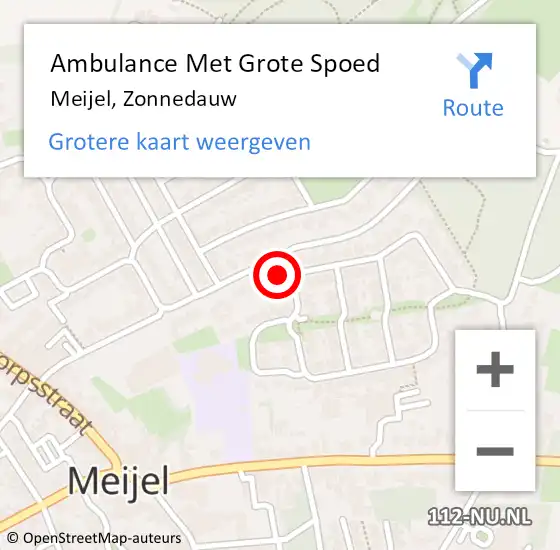 Locatie op kaart van de 112 melding: Ambulance Met Grote Spoed Naar Meijel, Zonnedauw op 6 december 2014 23:20