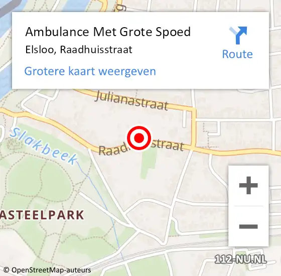 Locatie op kaart van de 112 melding: Ambulance Met Grote Spoed Naar Elsloo, Raadhuisstraat op 6 december 2014 23:41