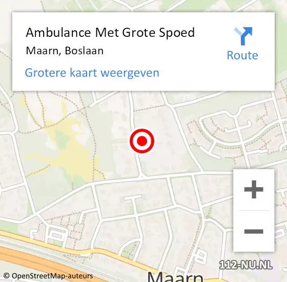 Locatie op kaart van de 112 melding: Ambulance Met Grote Spoed Naar Maarn, Boslaan op 6 december 2014 23:46