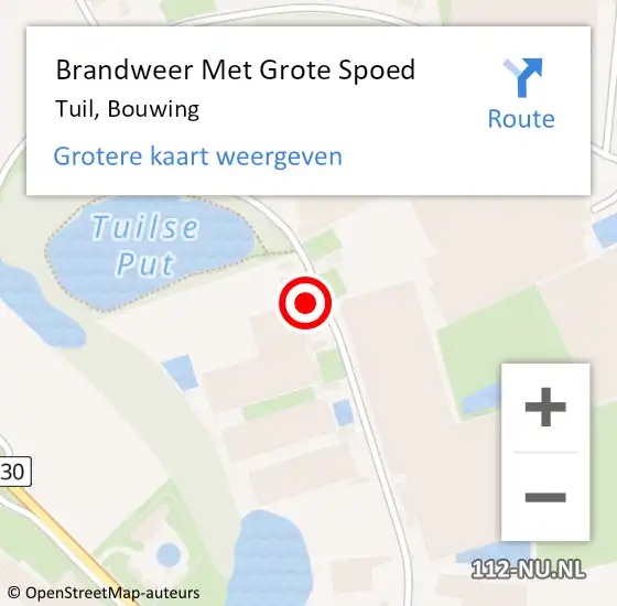 Locatie op kaart van de 112 melding: Brandweer Met Grote Spoed Naar Tuil, Bouwing op 7 december 2014 00:18