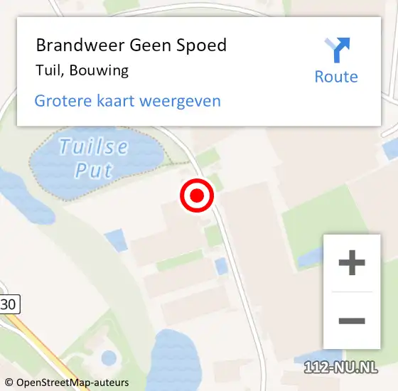 Locatie op kaart van de 112 melding: Brandweer Geen Spoed Naar Tuil, Bouwing op 7 december 2014 00:29