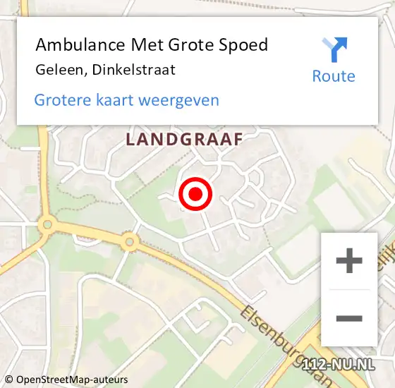 Locatie op kaart van de 112 melding: Ambulance Met Grote Spoed Naar Geleen, Dinkelstraat op 7 december 2014 00:45