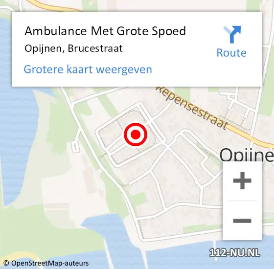 Locatie op kaart van de 112 melding: Ambulance Met Grote Spoed Naar Opijnen, Brucestraat op 7 december 2014 01:06