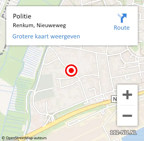 Locatie op kaart van de 112 melding: Politie Renkum, Nieuweweg op 7 december 2014 01:46