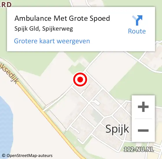 Locatie op kaart van de 112 melding: Ambulance Met Grote Spoed Naar Spijk Gld, Spijkerweg op 7 december 2014 02:08