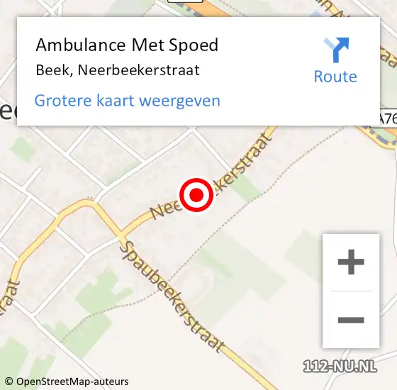 Locatie op kaart van de 112 melding: Ambulance Met Spoed Naar Beek, Neerbeekerstraat op 7 december 2014 02:27