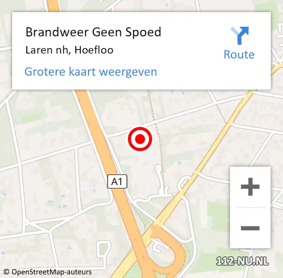 Locatie op kaart van de 112 melding: Brandweer Geen Spoed Naar Laren nh, Hoefloo op 23 oktober 2013 12:45