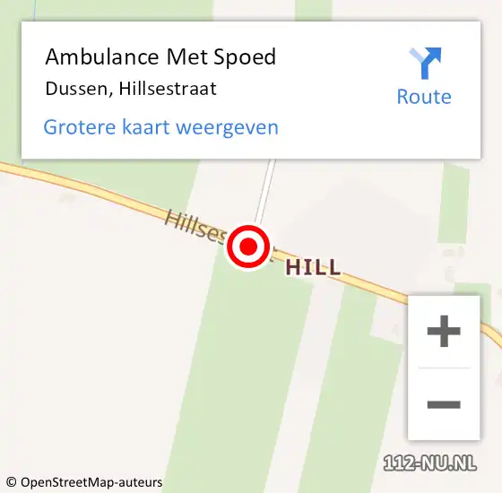 Locatie op kaart van de 112 melding: Ambulance Met Spoed Naar Dussen, Hillsestraat op 7 december 2014 03:05