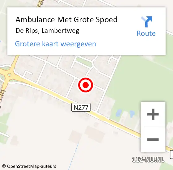 Locatie op kaart van de 112 melding: Ambulance Met Grote Spoed Naar De Rips, Lambertweg op 7 december 2014 03:24