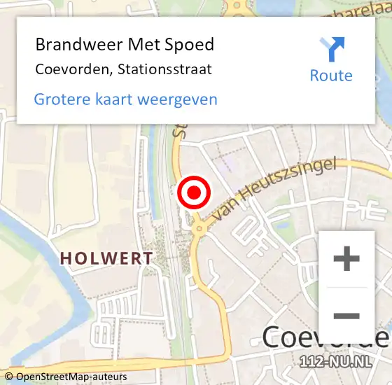 Locatie op kaart van de 112 melding: Brandweer Met Spoed Naar Coevorden, Stationsstraat op 7 december 2014 03:53