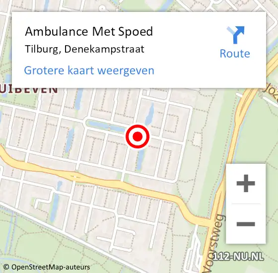 Locatie op kaart van de 112 melding: Ambulance Met Spoed Naar Tilburg, Denekampstraat op 7 december 2014 04:57