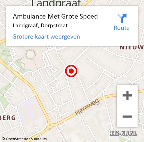 Locatie op kaart van de 112 melding: Ambulance Met Grote Spoed Naar Landgraaf, Dorpstraat op 7 december 2014 05:02