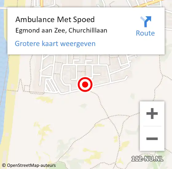 Locatie op kaart van de 112 melding: Ambulance Met Spoed Naar Egmond aan Zee, Churchilllaan op 7 december 2014 05:16