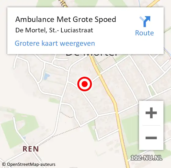 Locatie op kaart van de 112 melding: Ambulance Met Grote Spoed Naar De Mortel, St.- Luciastraat op 7 december 2014 05:27