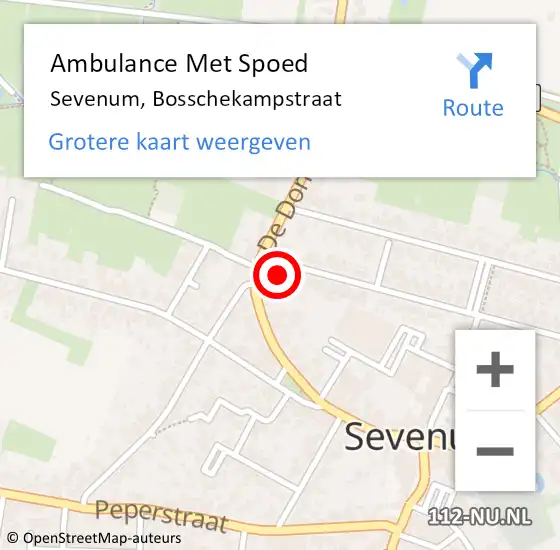 Locatie op kaart van de 112 melding: Ambulance Met Spoed Naar Sevenum, Bosschekampstraat op 7 december 2014 06:59