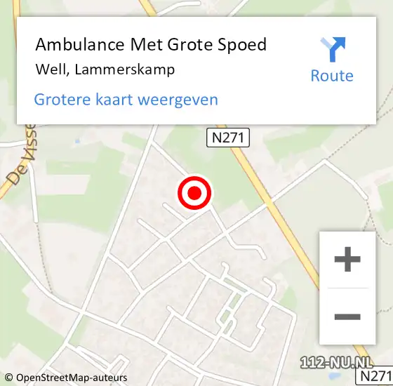 Locatie op kaart van de 112 melding: Ambulance Met Grote Spoed Naar Well, Lammerskamp op 7 december 2014 08:03