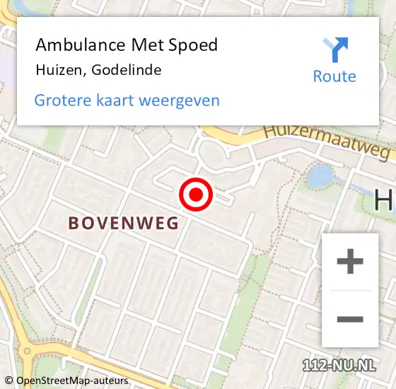 Locatie op kaart van de 112 melding: Ambulance Met Spoed Naar Huizen, Godelinde op 7 december 2014 08:44