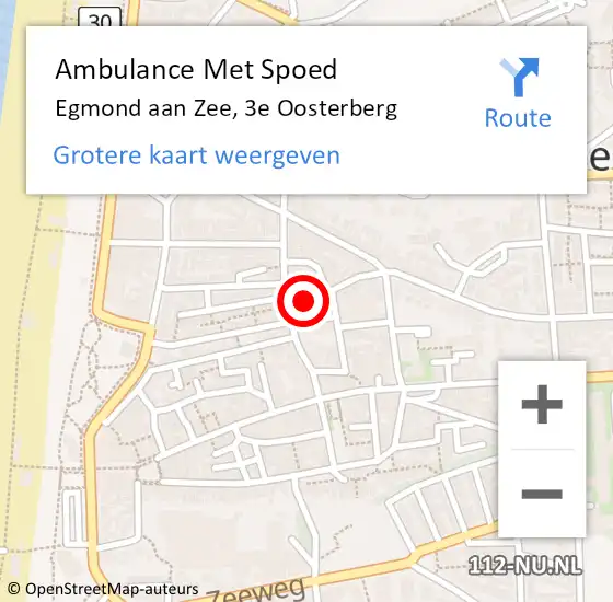 Locatie op kaart van de 112 melding: Ambulance Met Spoed Naar Egmond aan Zee, 3e Oosterberg op 7 december 2014 08:44