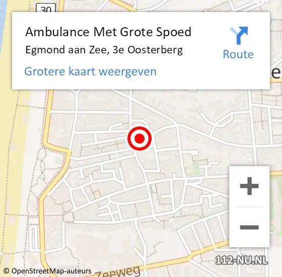 Locatie op kaart van de 112 melding: Ambulance Met Grote Spoed Naar Egmond aan Zee, 3e Oosterberg op 7 december 2014 08:47