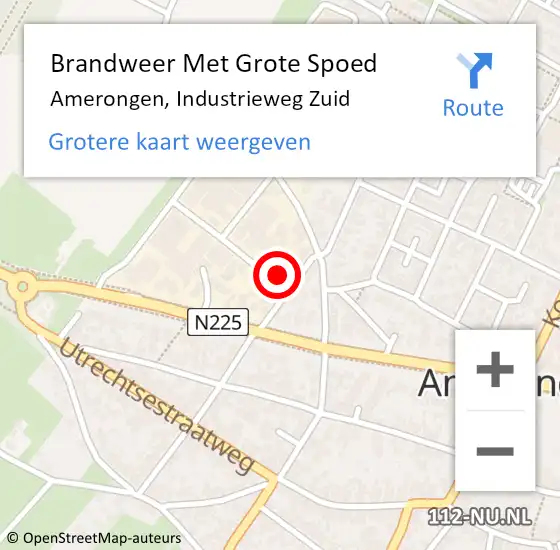 Locatie op kaart van de 112 melding: Brandweer Met Grote Spoed Naar Amerongen, Industrieweg Zuid op 7 december 2014 08:52